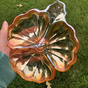 Jeanette Carnival Glass Clover Dish